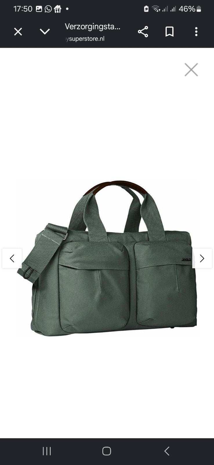 Joolz Verzorgingstas Marvellous Green met verschoningsmatje, Joolz, Zo goed als nieuw, Groen, Schoudertas functie