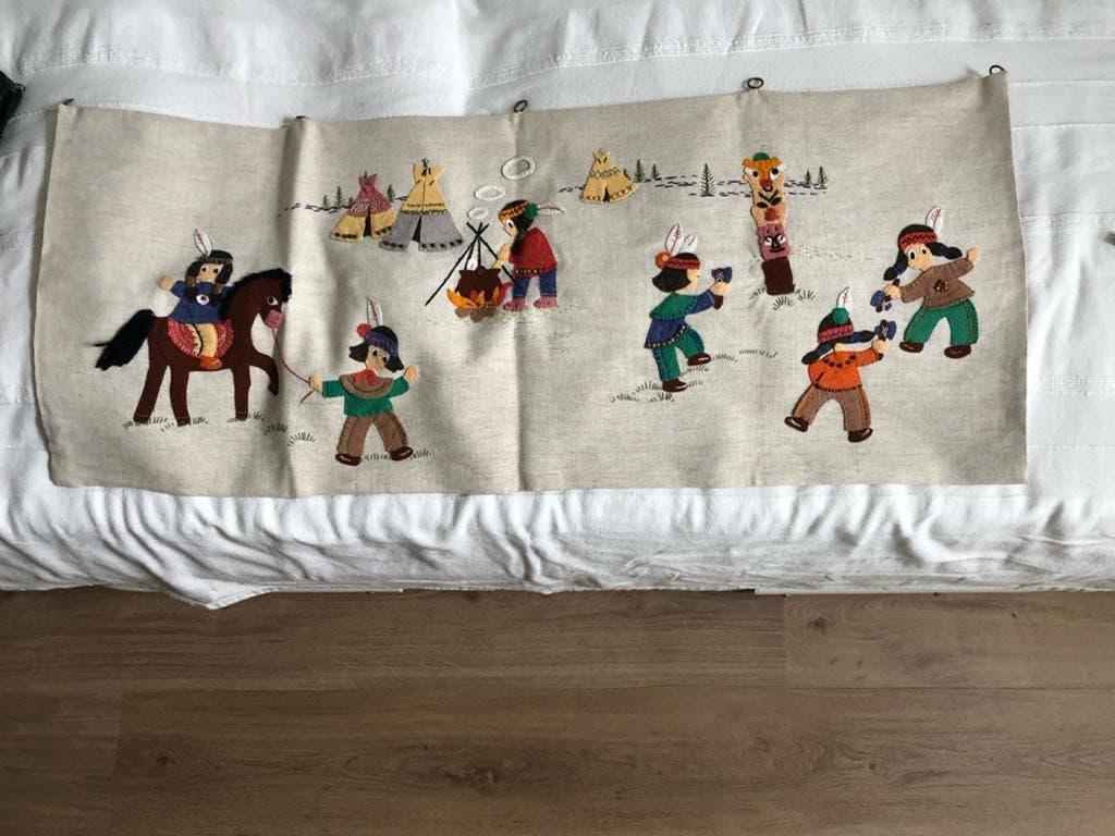 Wandkleed met indianen., Ophalen of Verzenden