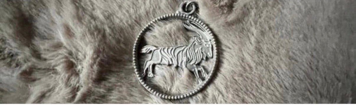 Vintage hanger steenbok, Overige materialen, Ophalen of Verzenden, Zo goed als nieuw, Zilver