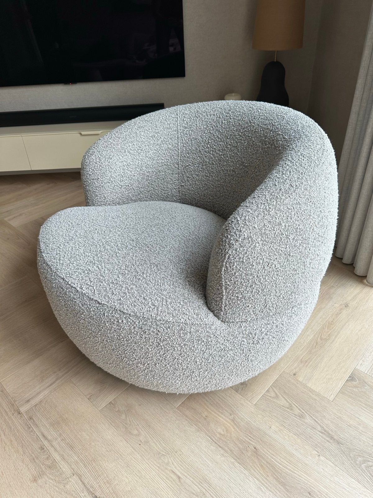 Woood fauteuil - Comfortabele draaistoel (woolly), Ophalen, Zo goed als nieuw, Stof, 75 tot 100 cm