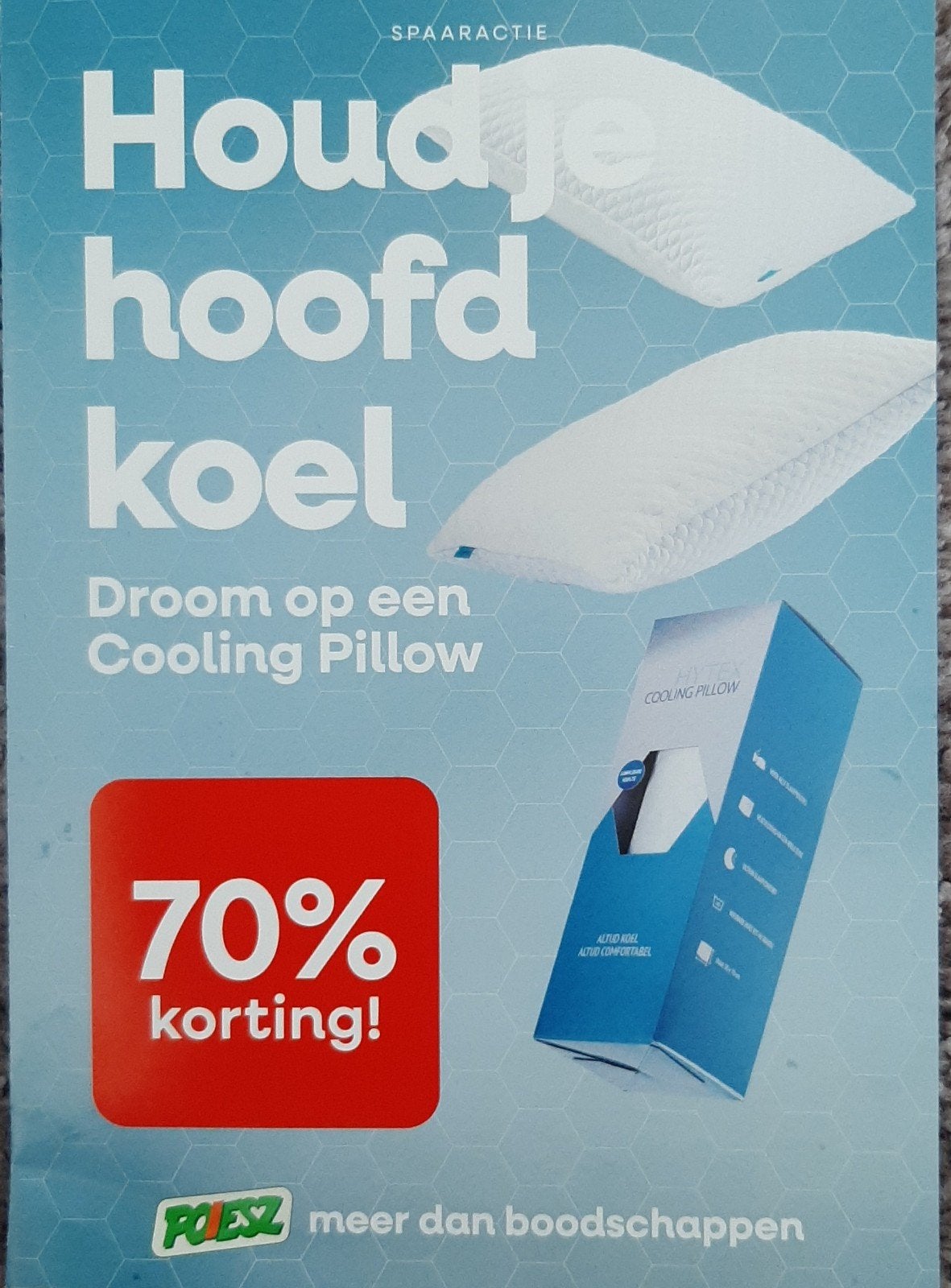 1 spaarkaart Poiesz kussen/cooling pillow zegels.70% korting, Overige supermarkten, Ophalen of Verzenden