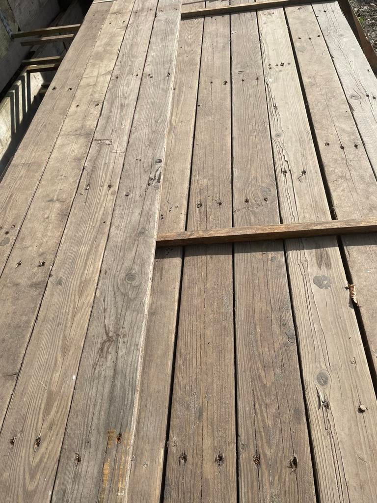 85 m2 oude planken, Tuin en Terras, Tuintafels, Ophalen, Zo goed als nieuw, Rechthoekig, Hout