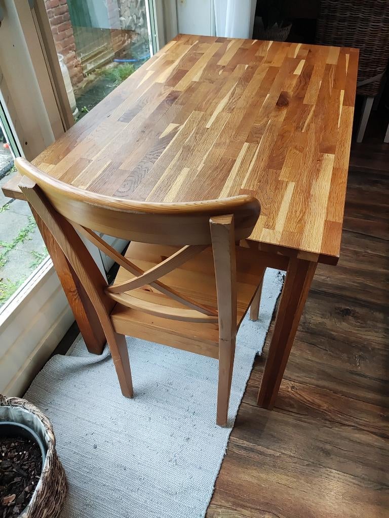Mooie keukentafel rustiek eiken 75x120cm zonder stoelen, Huis en Inrichting, Tafels | Eettafels, Ophalen, Gebruikt, Eikenhout