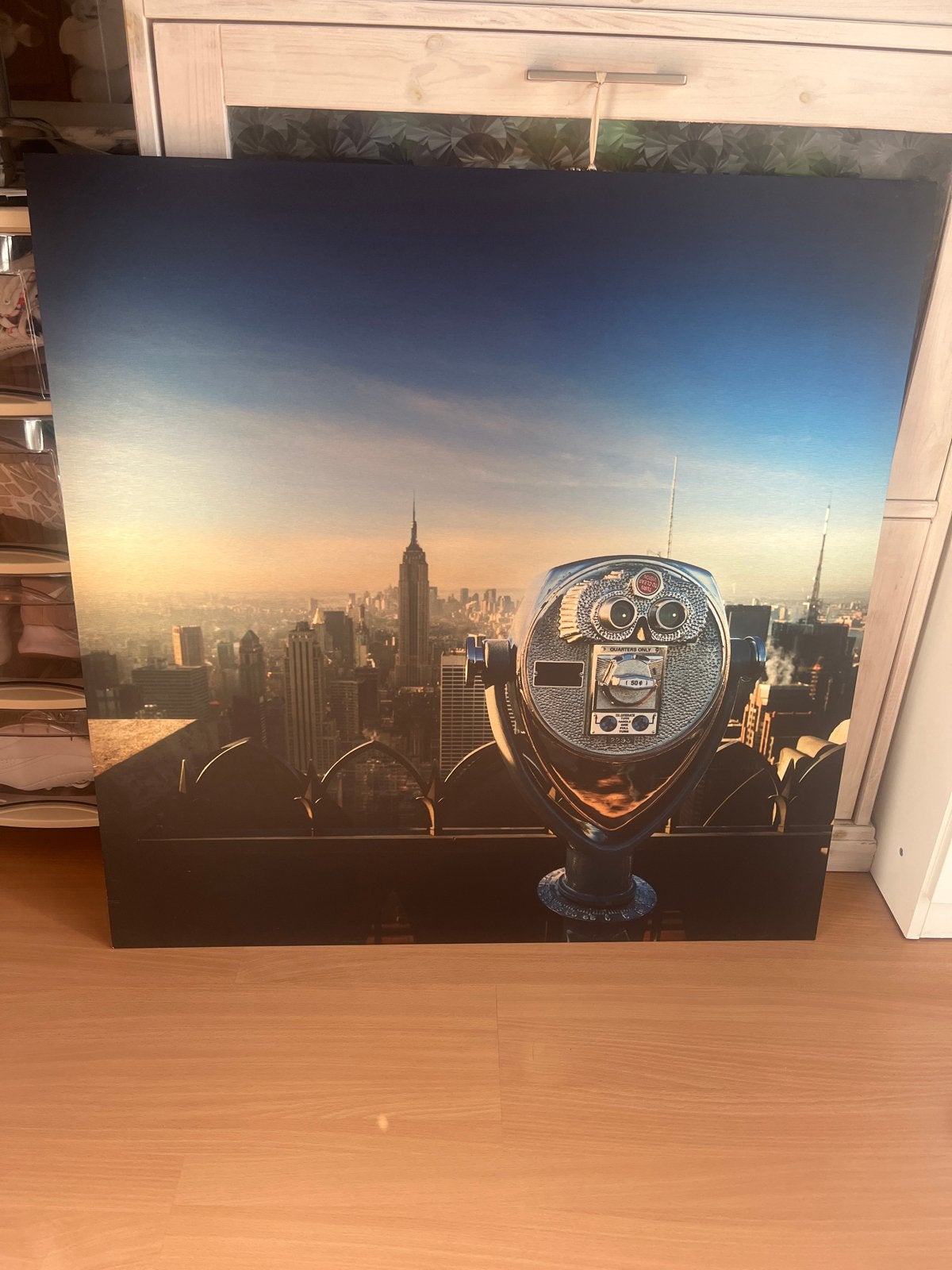 Mooie foto op aluminium van New York skyline, Ophalen of Verzenden, Zo goed als nieuw, 75 tot 100 cm, Foto of Poster