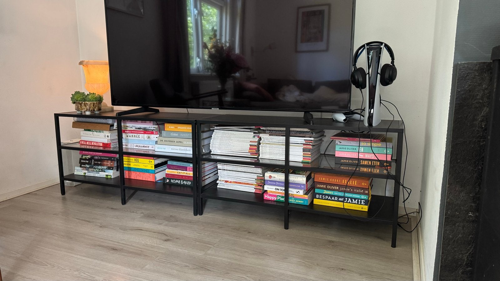 2x IKEA Vittsjö TV-meubel met glasplaat, Ophalen, Gebruikt, 100 tot 150 cm, Glas