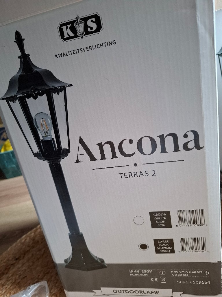 2 x klassieke terraslamp Ancona terras 2, zwart, Tuin en Terras, Ophalen, Netvoeding, Vloerlamp, 50 tot 250 watt