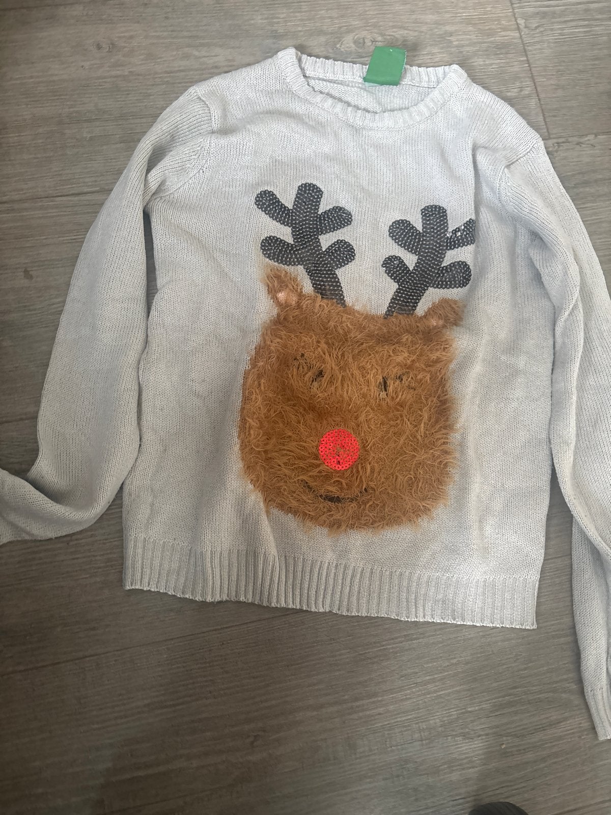 Kersttrui met pluche rendier - Maat 140/146, Ophalen of Verzenden, Gebruikt, Jongen of Meisje, Trui of Vest