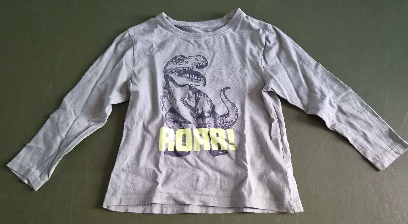 Grijs T-shirt met dinosaurus print - Primark (maat 110), Gebruikt, Ophalen of Verzenden, Shirt of Longsleeve, Primark