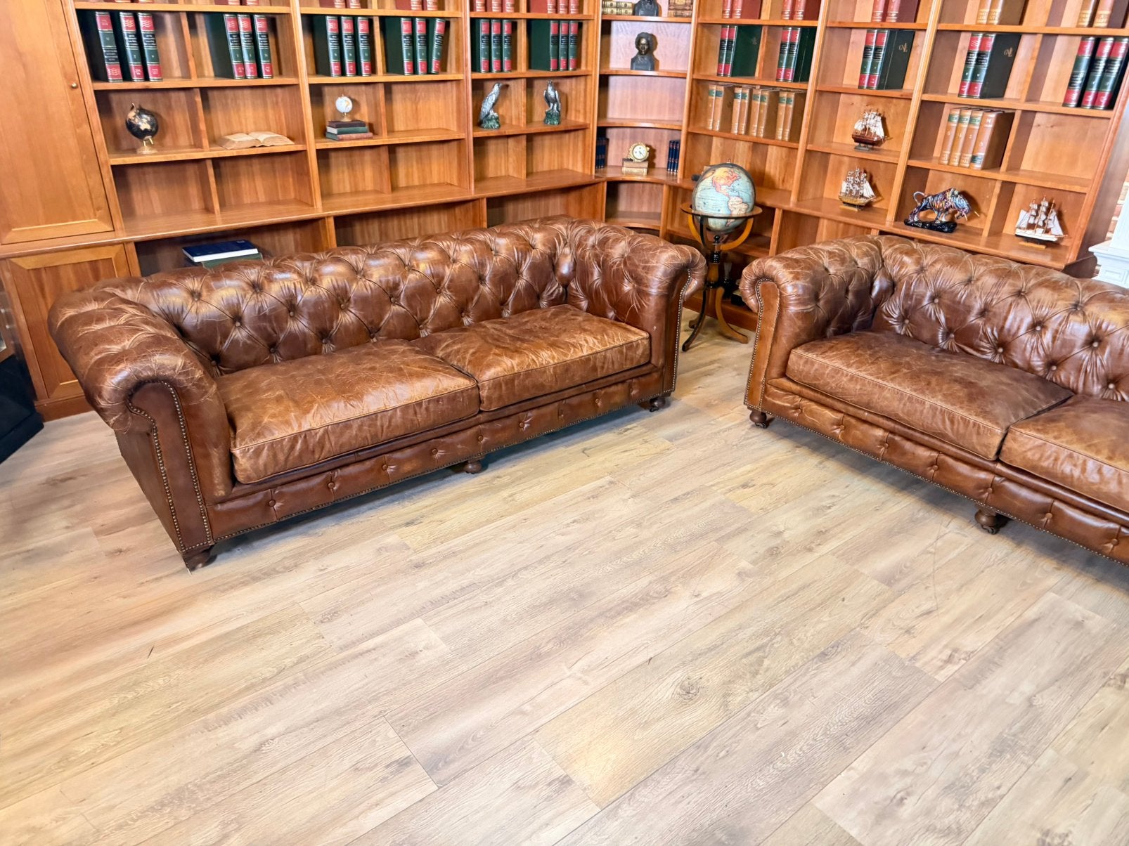 Originele Ralph Lauren Chesterfield 3-zitsbanken Cognac leer, Huis en Inrichting, Goesem engelsstraat, Driepersoons, Ophalen of Verzenden