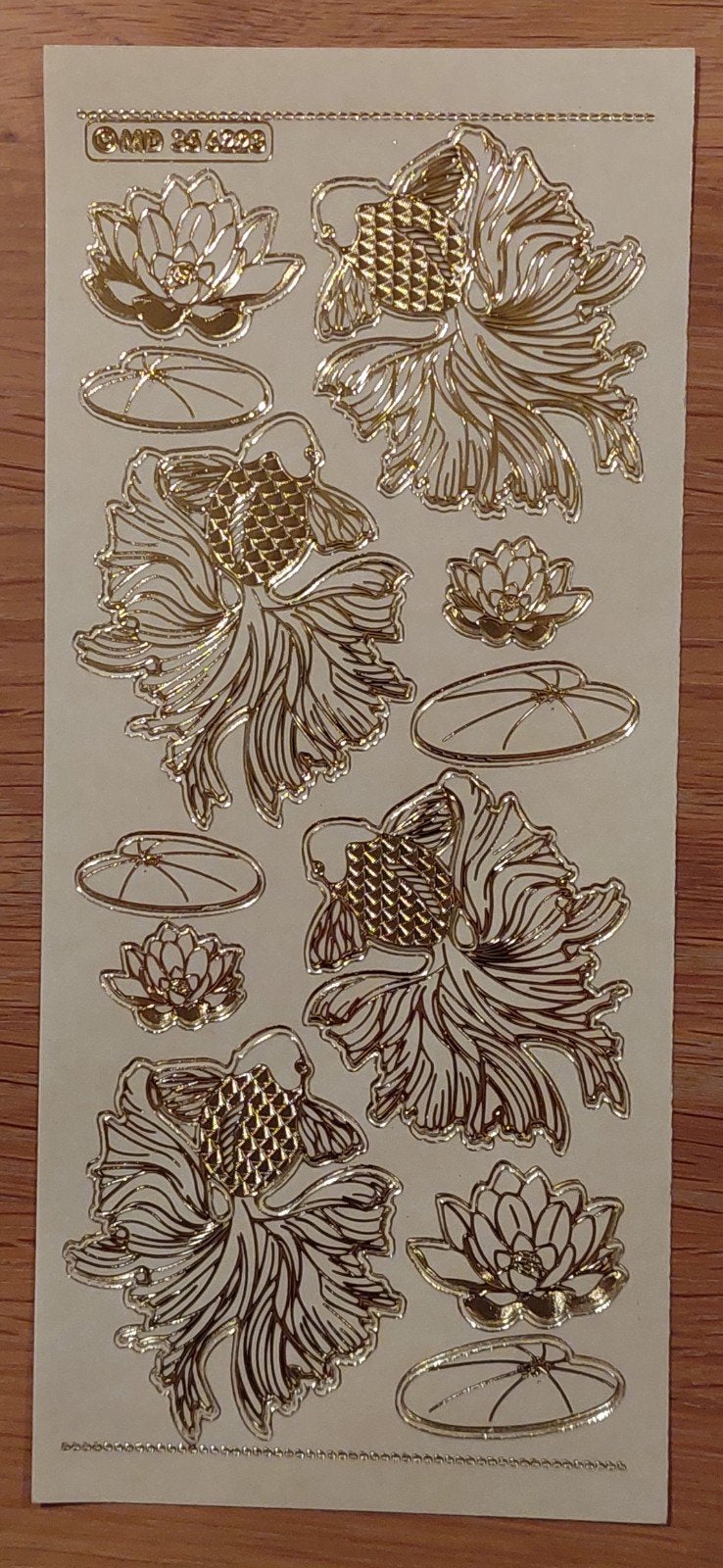 Stickervel - Vissen en Waterlelies (goud), Ophalen of Verzenden, Nieuw, Meerdere stickers