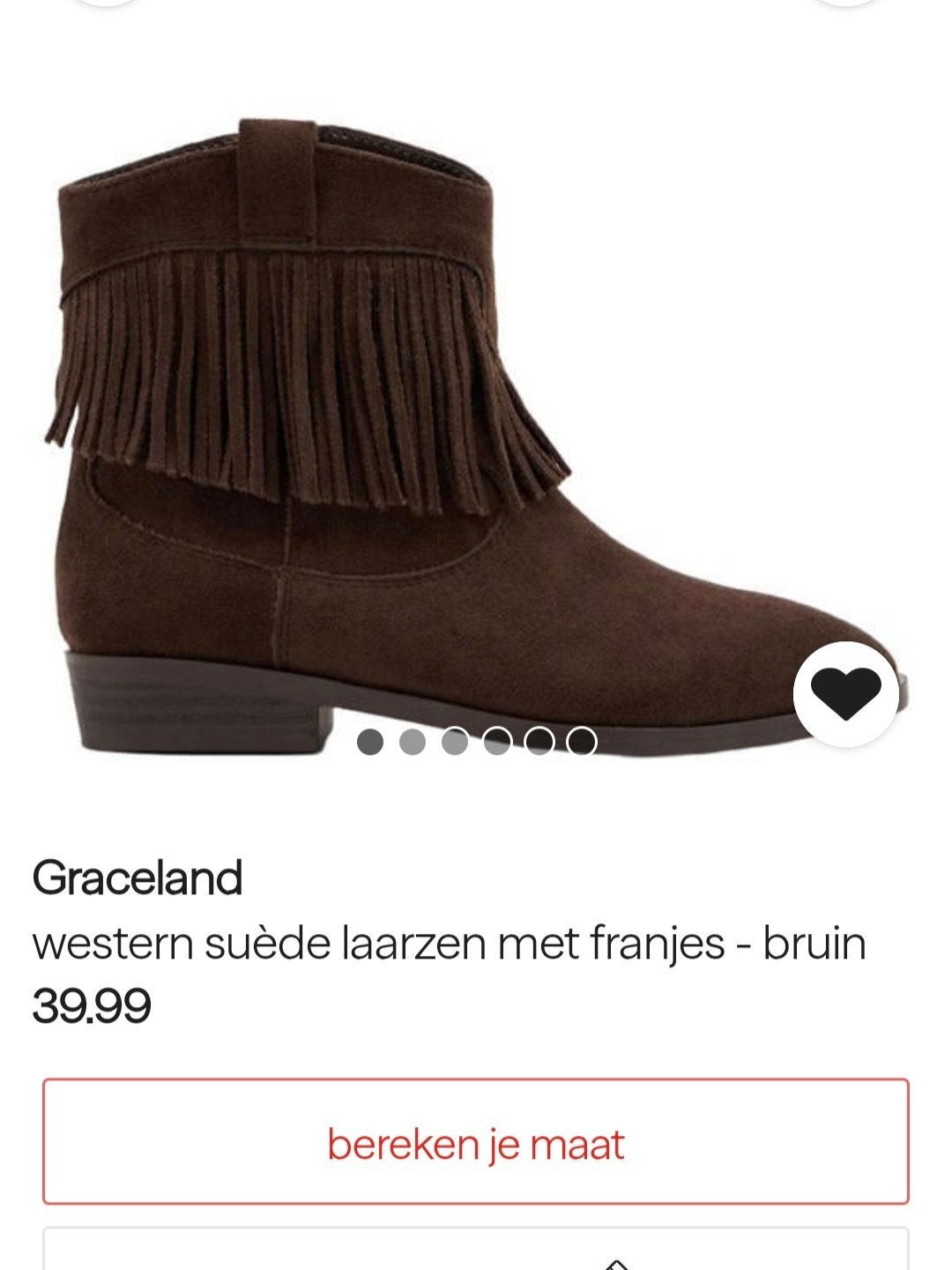 Graceland meisjeslaars maat 36 donkerbruin met franjes, Meisje, Ophalen of Verzenden, Van haren, Laarzen