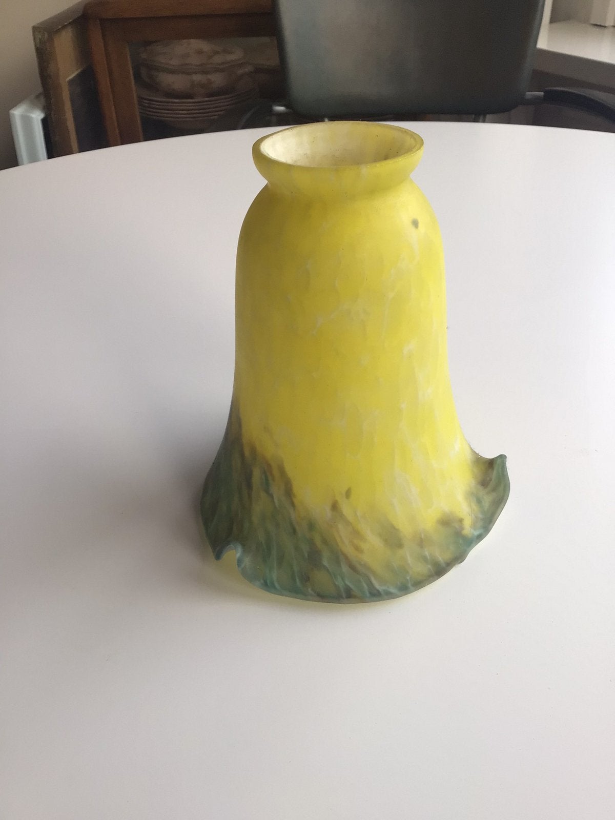 Jugendstil lampenkapje pâte de verre, Ophalen of Verzenden, Zo goed als nieuw, Groen, Glas