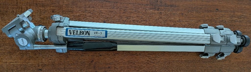 Velbon VE-3 volledig metalen statief., Gebruikt, Velbon, Inklapbaar, 125 tot 150 cm