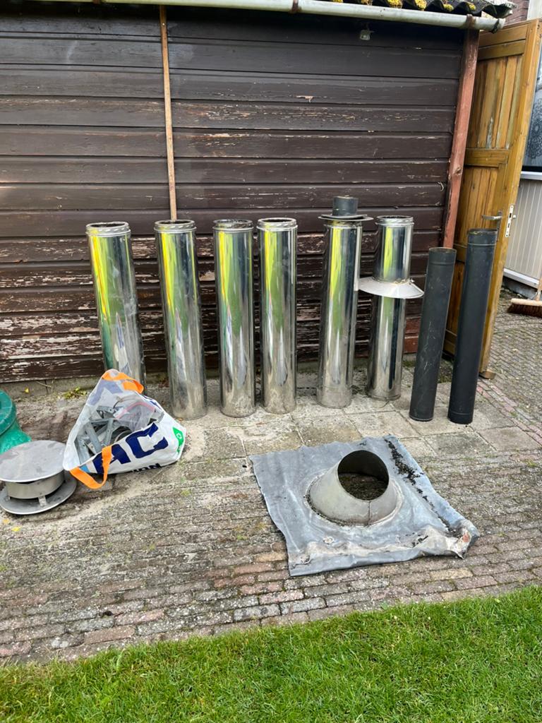 Complete houtkachel set inclusief schoorsteen., Huis en Inrichting, Kachels, Ophalen, Gebruikt, Hout, Houtkachel
