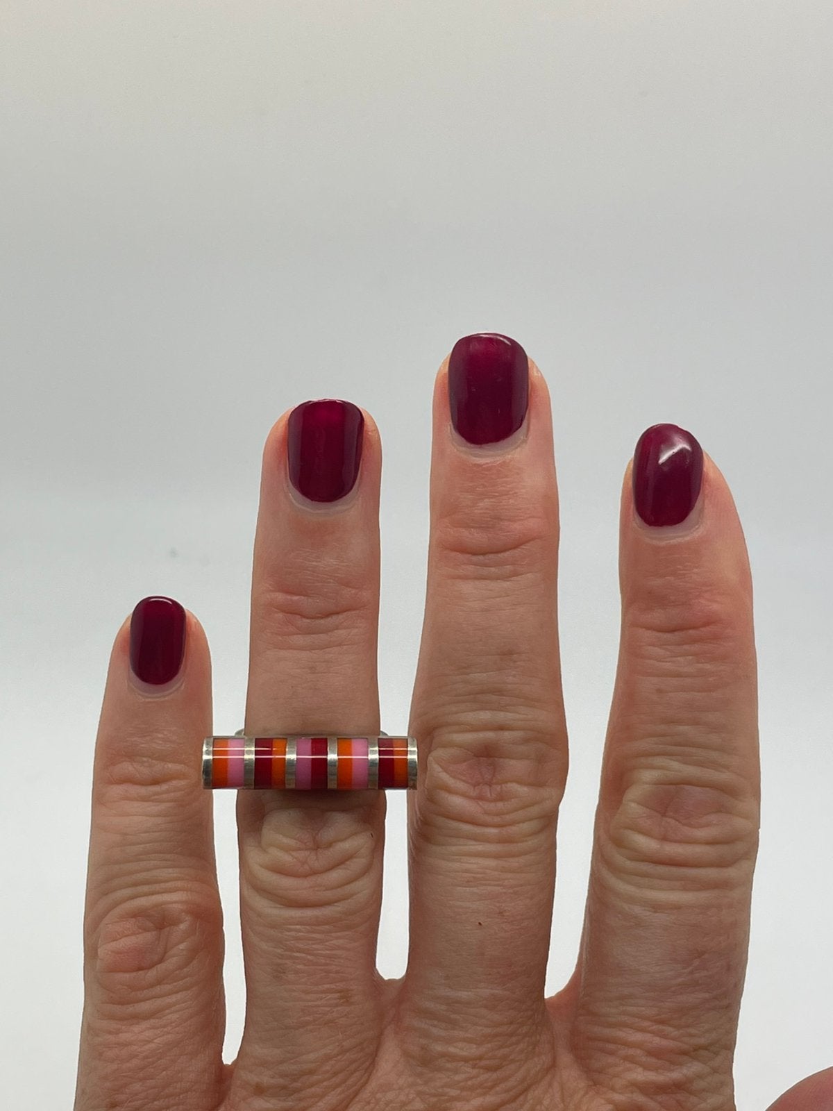 F957 Prachtige zilveren ring modernist maat 16, Ophalen of Verzenden, Kleiner dan 17, X, Dame