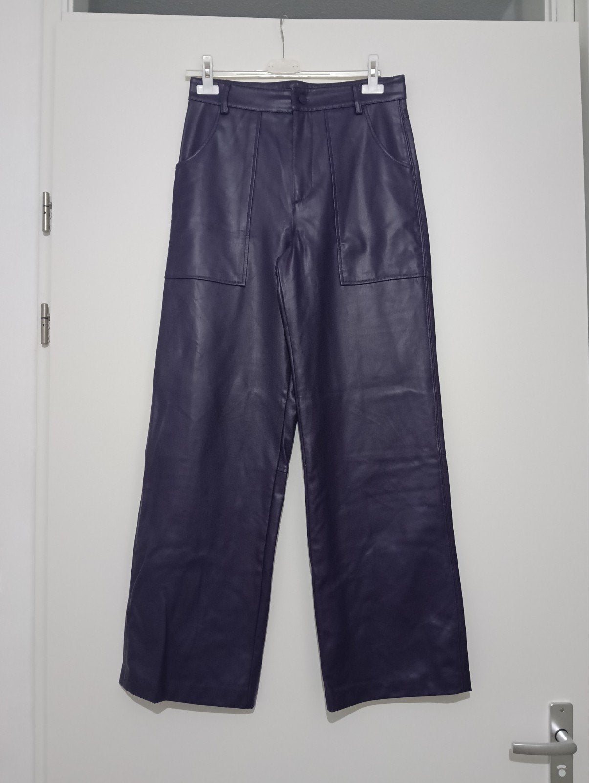 Zara paarse wide leg faux leren broek, Maat 38/40 (M), Zara, Paars, Ophalen of Verzenden