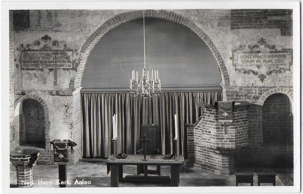 Anloo interieur kerk Oude ongelopen Ansichtkaart ( B3350, Ophalen of Verzenden, 1960 tot 1980, Ongelopen