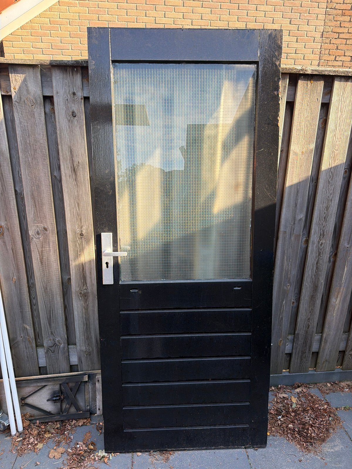Zware Buitendeur met Glas - 87x208 cm, Doe-het-zelf en Verbouw, Ophalen, Gebruikt, 80 tot 100 cm, Buitendeur