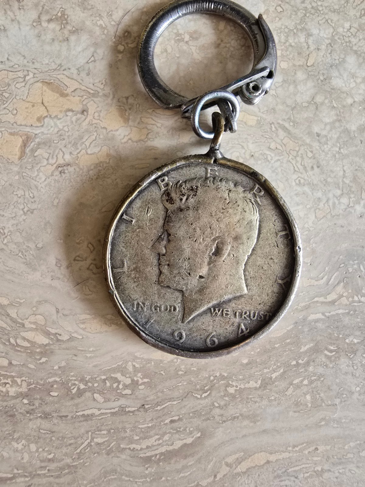 Vintage Amerikaanse Munt Sleutelhanger - Kennedy Half Dollar, Ophalen of Verzenden, Gebruikt, Overige typen