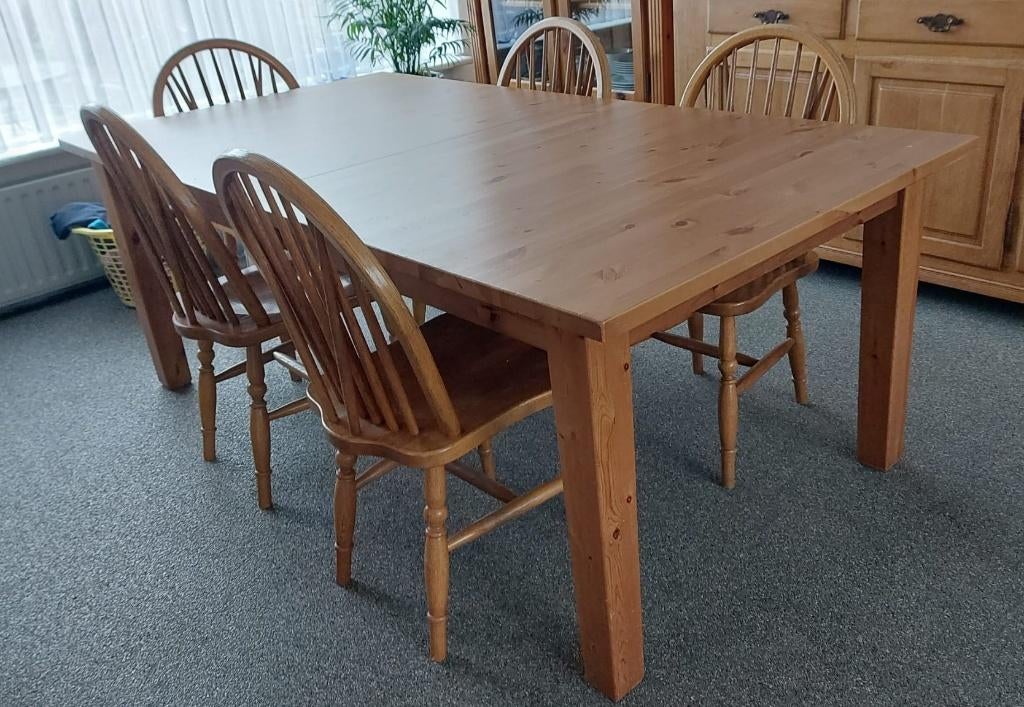 Uitklapbare houten eettafel, Huis en Inrichting, Tafels | Eettafels, Ophalen, Gebruikt, 100 tot 150 cm, 200 cm of meer