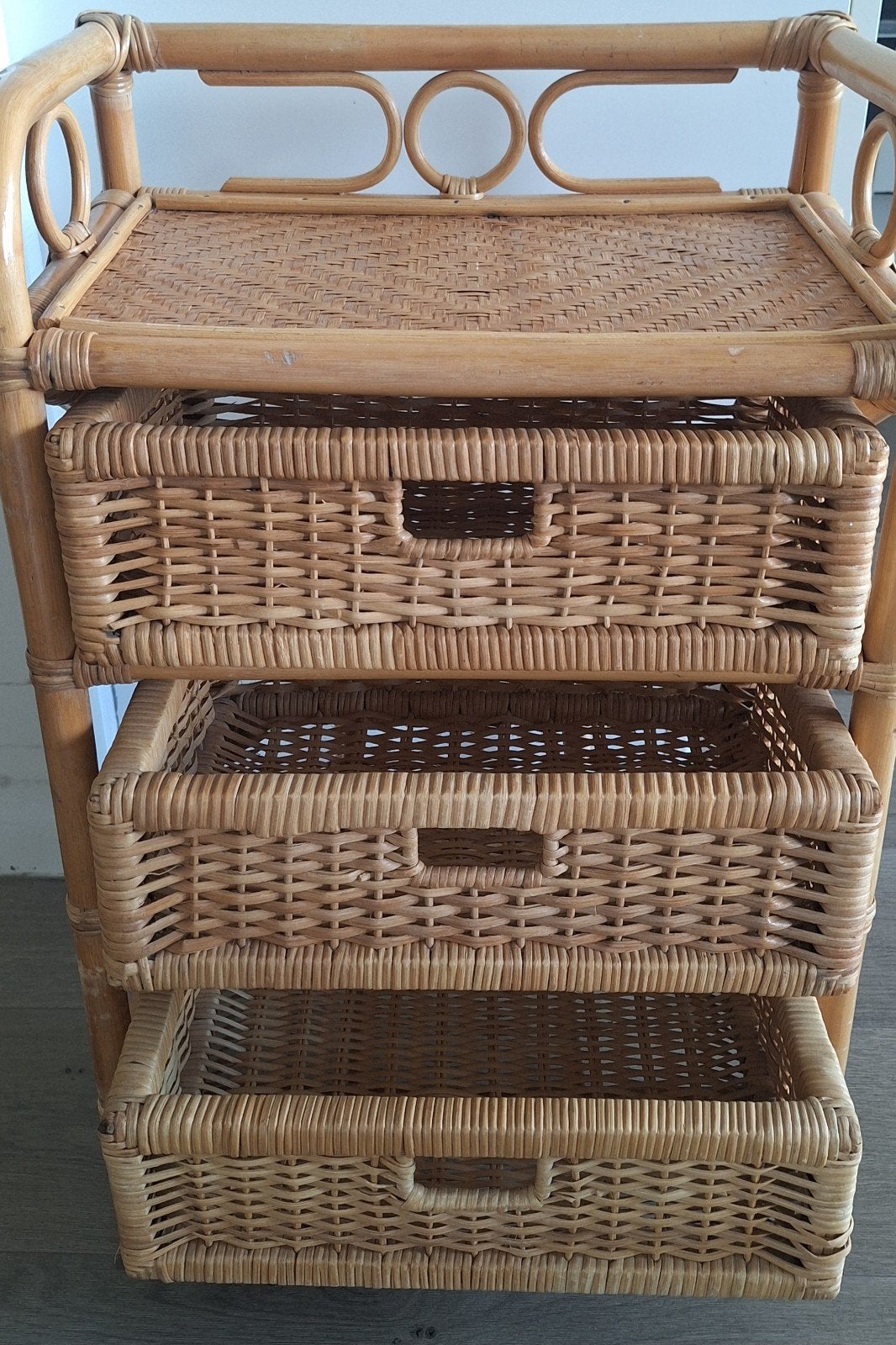 Rotan kastje met 3 laden, Minder dan 50 cm, Gebruikt, Ophalen of Verzenden, 3 of 4 laden