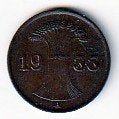 1  pfennig  1933  A  Duitsland. km. 37, Ophalen of Verzenden, Duitsland, Losse munt