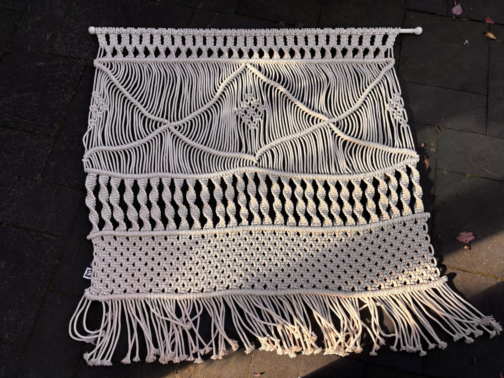 Macramé wandkleed 155x145 cm - Boho stijl wanddecoratie, Boho, Zo goed als nieuw, Handgemaakt, Ophalen