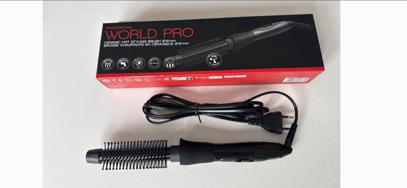 World Pro Keramische Verwarmende Stylingborstel 19mm, Ophalen of Verzenden, Nieuw, Haarverzorging