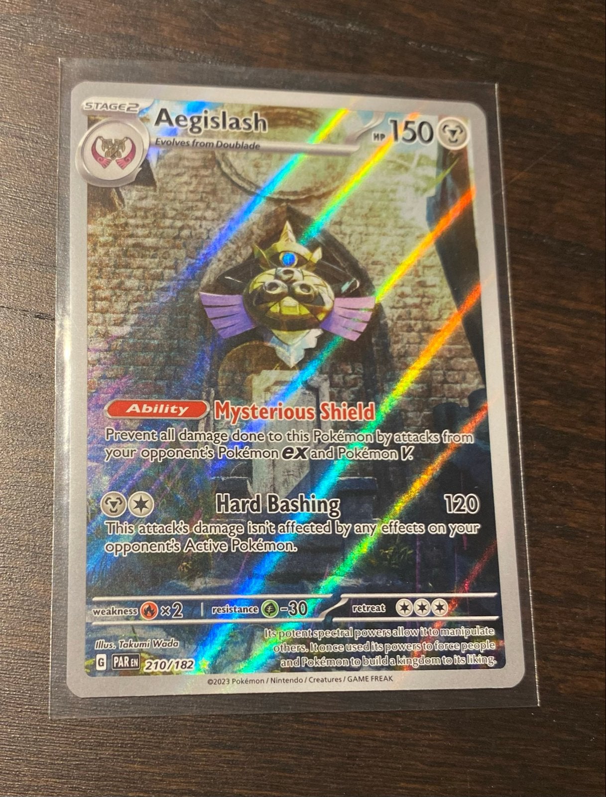 Aegislash 210/182 Pokémon kaart - Obsidian Flames, Ophalen of Verzenden, Zo goed als nieuw, Losse kaart, Foil