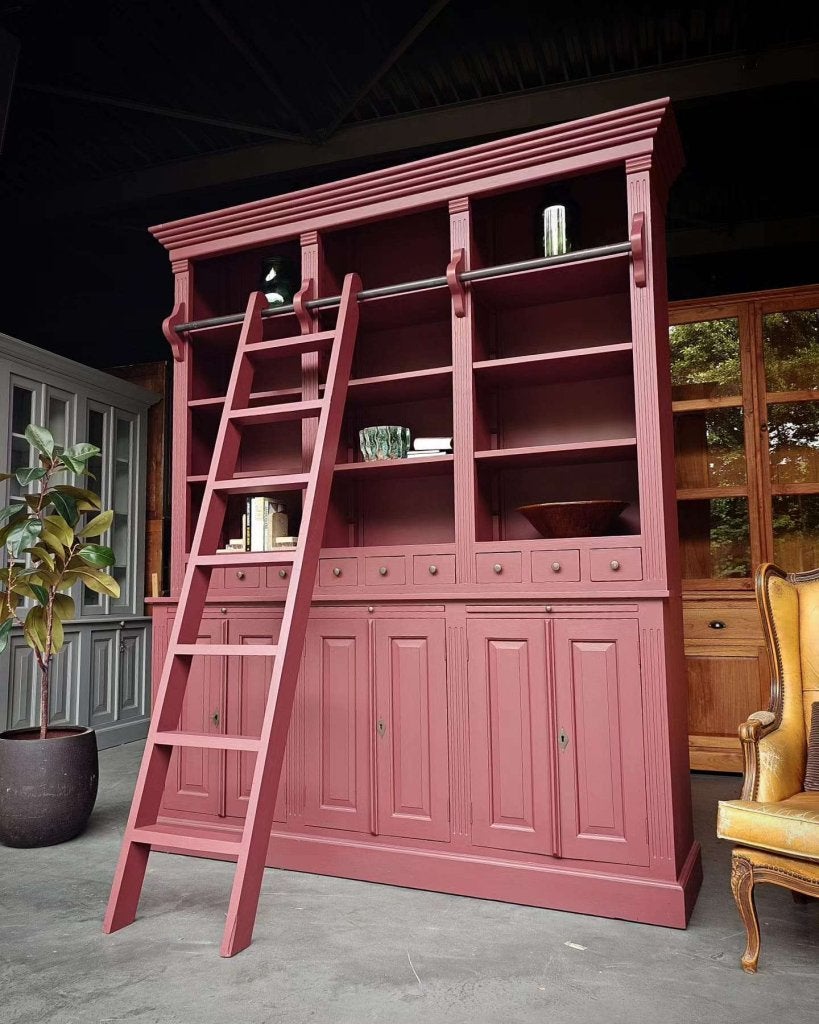 Bibliotheekkast | Boekenkast met ladder Paars/roze #2674