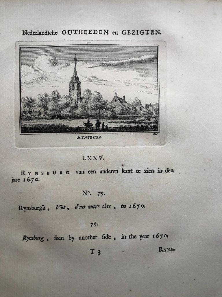 075 / Rijnsburg van een andere kant te zien 1731, Antiek en Kunst, Ophalen of Verzenden