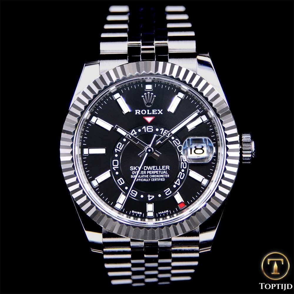 Rolex Sky-Dweller 326934 Black dial Fullset 02-2022, Sieraden, Tassen en Uiterlijk, Horloges | Heren, Staal, Rolex, Polshorloge