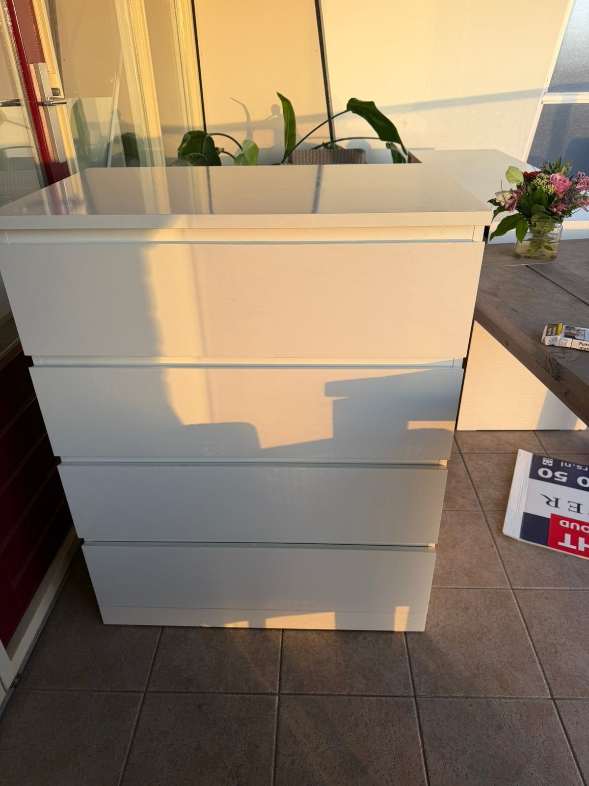 IKEA Malm ladekast met 4 lades hoogglans wit, Ophalen, Gebruikt, 50 tot 100 cm, 3 of 4 laden