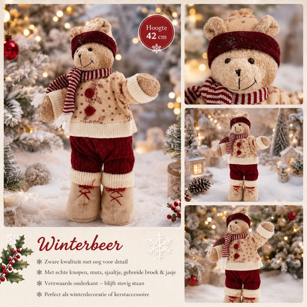 Winterbeer Staand 42 cm – Decoratie – Verzwaarde Voet- Nieuw, Verzamelen, Beren en Cherished Teddies, Ophalen of Verzenden, Nieuw