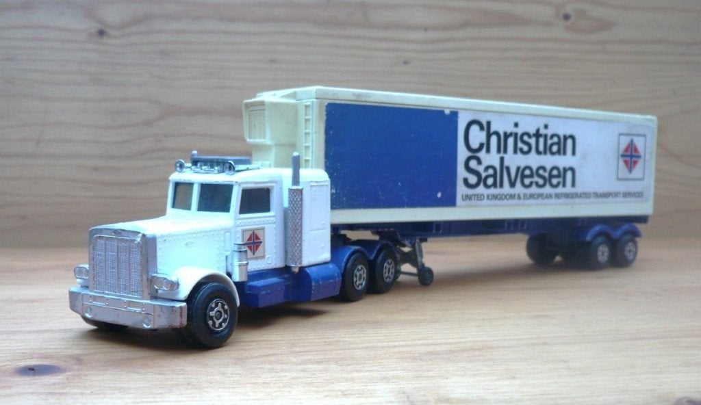 Matchbox K31 Peterbilt + koeloplegger Christian Salvesen, Ophalen of Verzenden, Gebruikt, Bus of Vrachtwagen, Matchbox