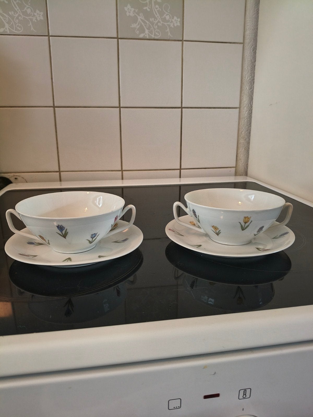 Hollands Glorie soepkommen met schotels - 2 stuks, Ophalen of Verzenden, Zo goed als nieuw, Kom(men), Overige stijlen
