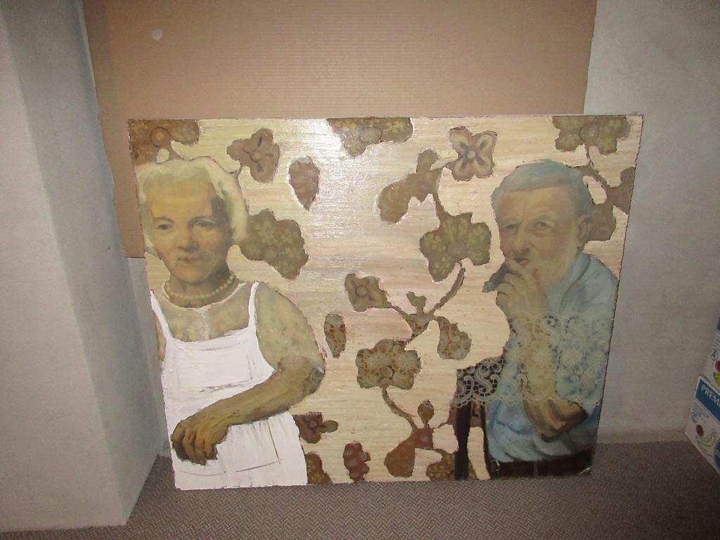 Modern schilderij in mixed-media, Ophalen