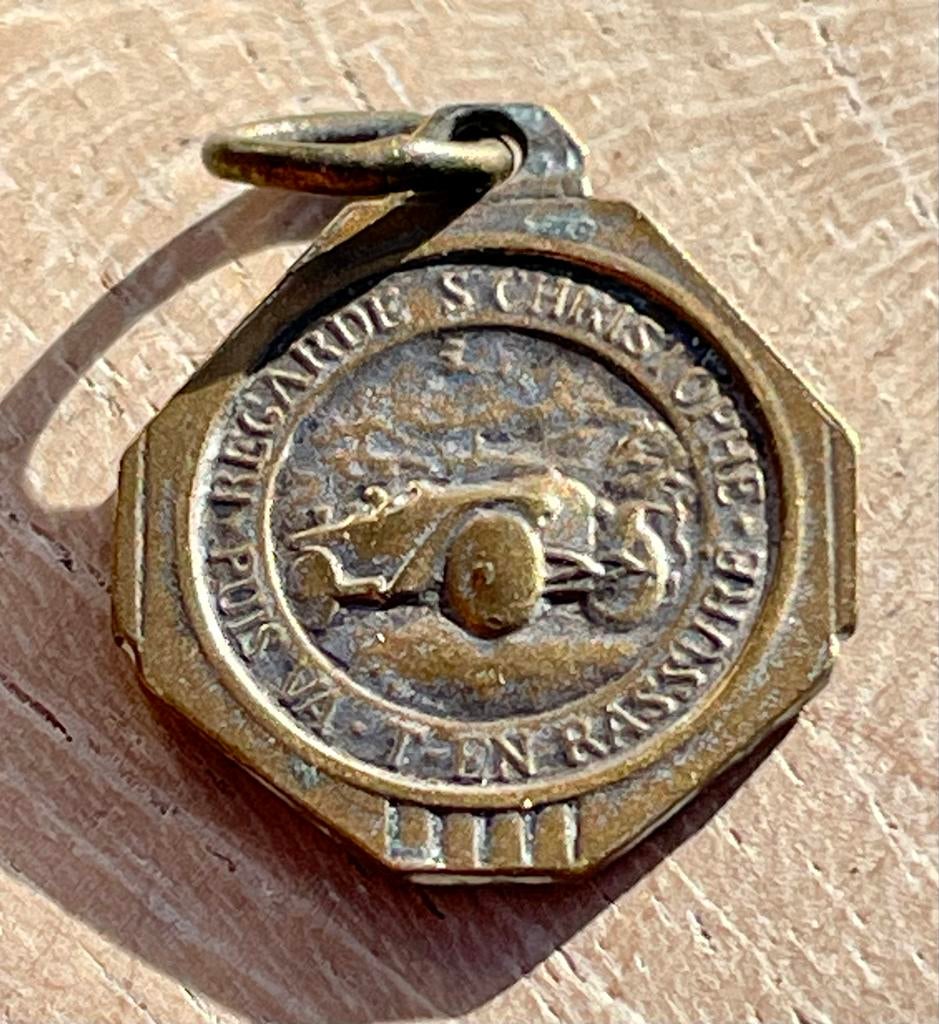 Vintage Sint Christoffel hanger met auto, Ophalen of Verzenden, Gebruikt