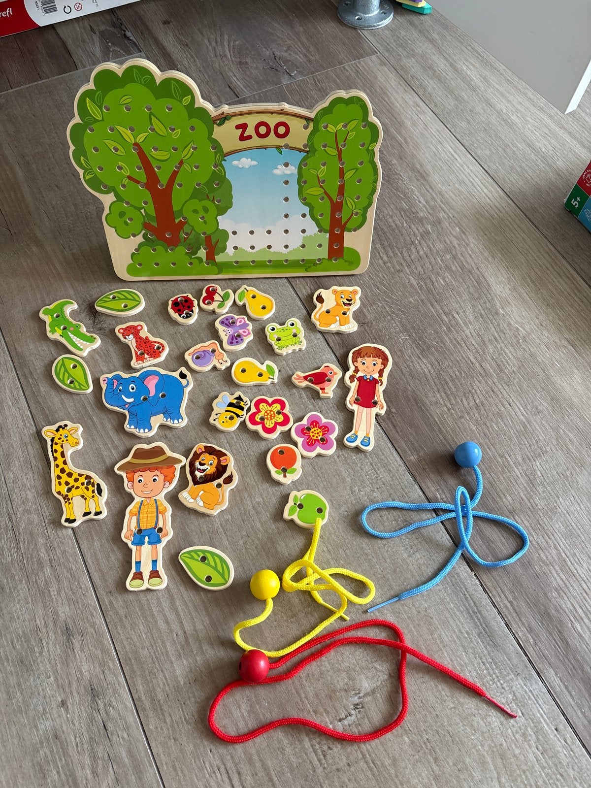 Houten Rijgspeelgoed Zoo Dieren en Figuren, Ophalen, Zo goed als nieuw, Overige typen