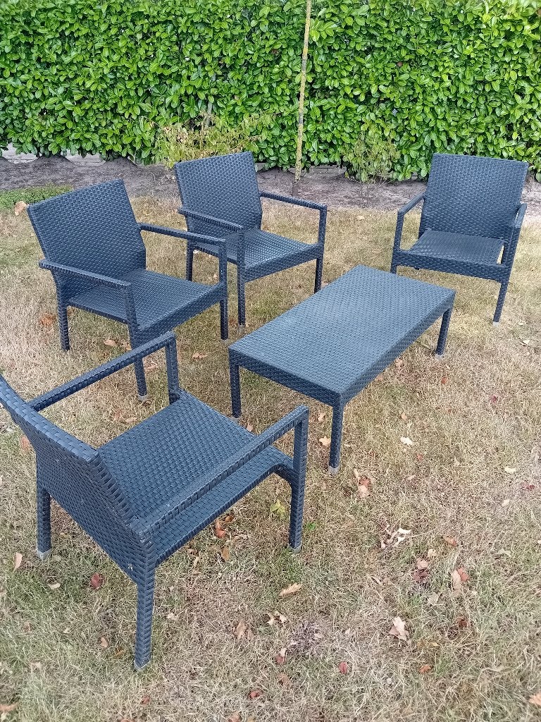 tuinset, Ophalen, 4 zitplaatsen, Kunststof, Gebruikt