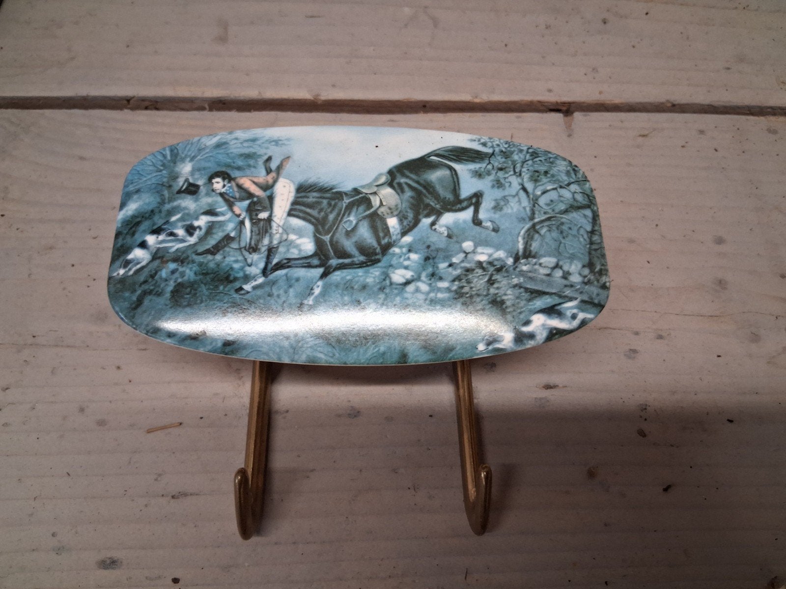 vintage  messing  wandhaak met paardenmotief, Antiek en Kunst, Ophalen of Verzenden