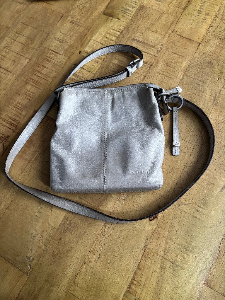 Gigi Fratelli Leren Schoudertas en Portemonnee, Sieraden, Tassen en Uiterlijk, Ophalen of Verzenden, Gebruikt, Grijs, Schoudertasje