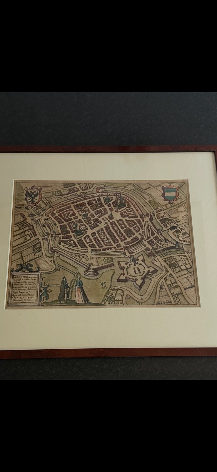 plattegrond van de stad Groningen, Antiek jaar 1575 / 1580, Antiek en Kunst, Kunst | Tekeningen en Foto's, Kaart, Potloodtekening
