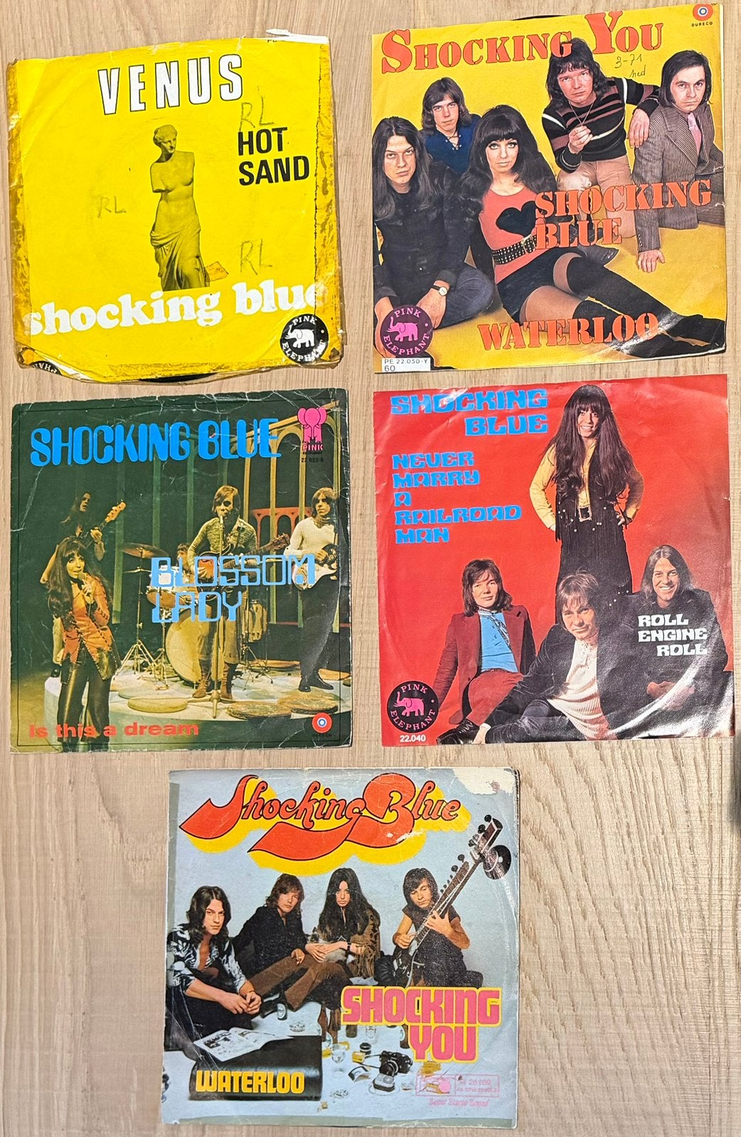 5 x single Shocking Blue, Originele persing, Ophalen of Verzenden, Gebruikt, 7 inch