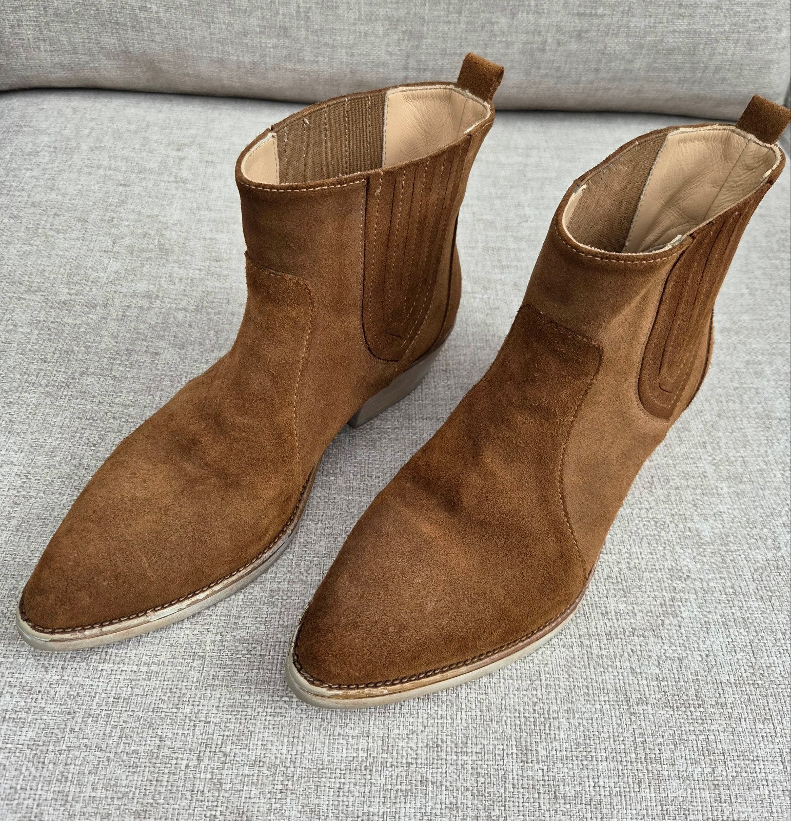 ZUSSS Western Enkellaars Dames Maat 37 Suede, Bruin, Lage of Enkellaarzen, Ophalen of Verzenden, Zo goed als nieuw