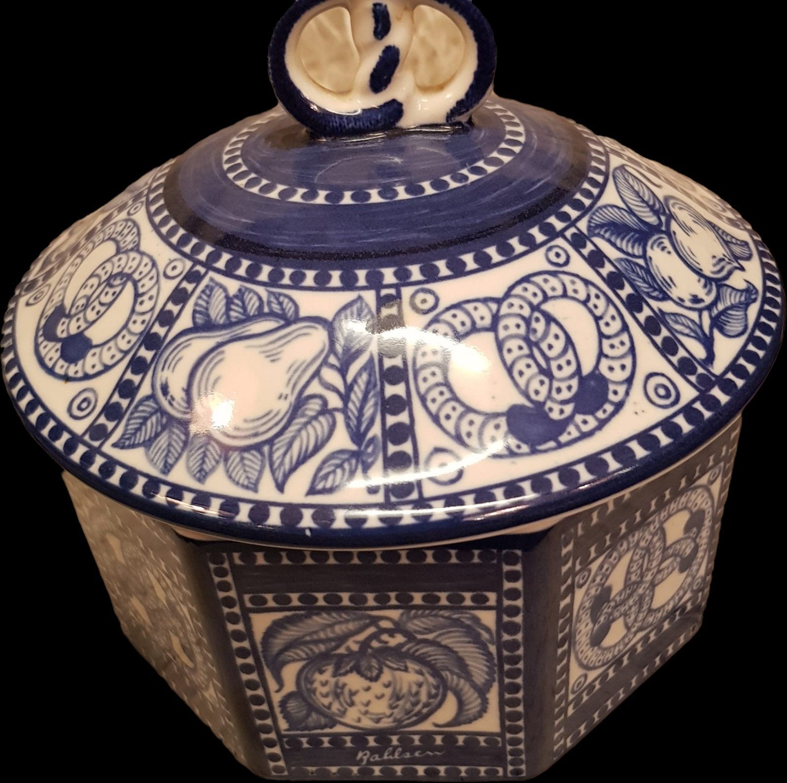 Vintage H. Bahlsens Keksfabrik KG koekjesdoos, blauw/wit, Antiek en Kunst, Ophalen of Verzenden