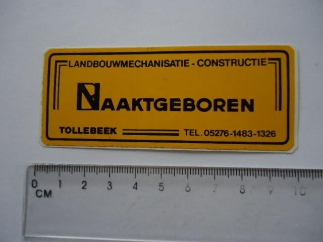sticker oud Tollebeek NAAKTGEBOREN landbouw machine boer re, Verzenden, Zo goed als nieuw, Bedrijf of Vereniging