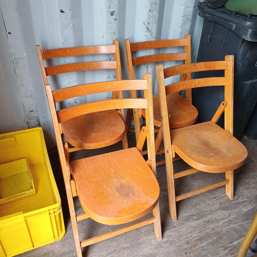 4 x vintage klapstoelen houten stoelen OPKNAPPERS, Tuin en Terras, Ophalen, Gebruikt