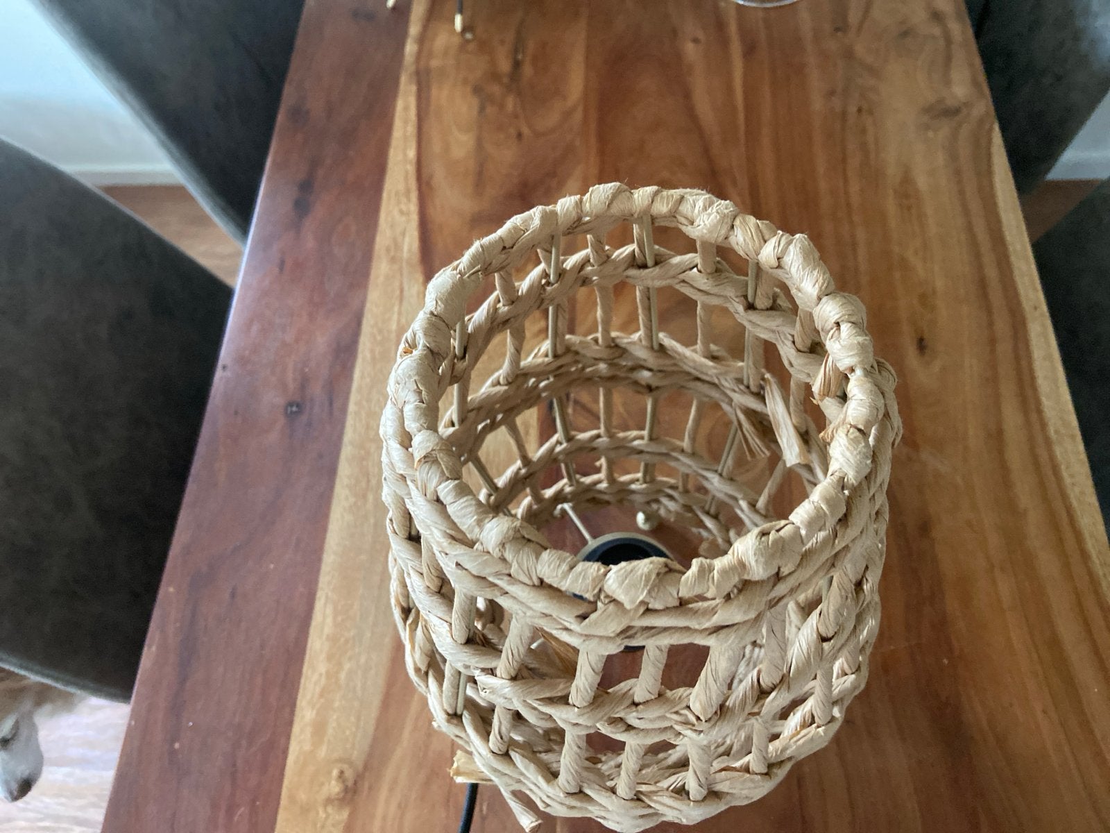 Rotan tafellamp - Sfeerlamp, Met schakelaar, Natuurlijk materiaal, E27 (groot), Landelijk