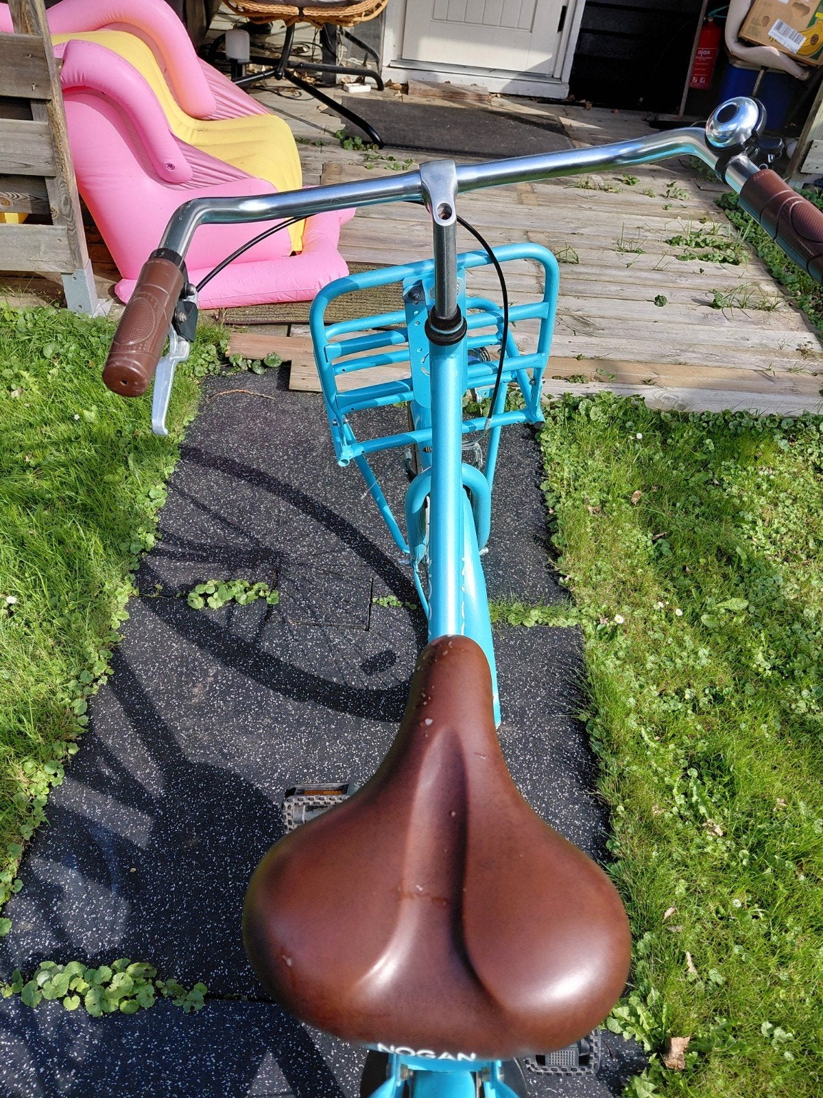 Nogan Damesfiets met voordrager - Lichtblauw, Overige merken, Velgrem, Ophalen of Verzenden, 50 tot 53 cm